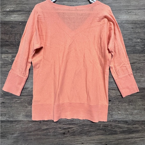 Talbots Peach Coral 100% Pima Cotton V-Neck Sweater - Picture 2 of 7